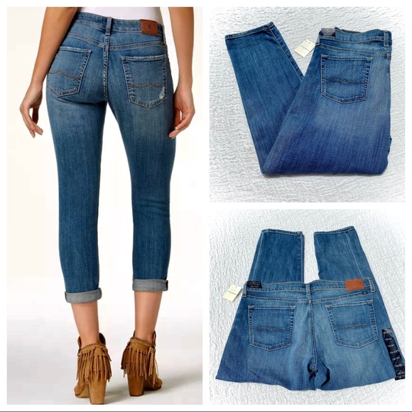 🎉HP🎊 NWT🍀LUCKY BRAND “Sienna Slim”Boyfriend BoHo Chic Ankle Jeans 31” Sz 12 - Picture 9 of 16